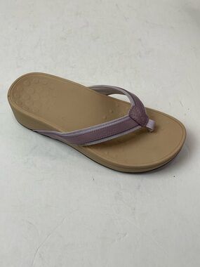Vionic High Tide Sandals Women Size 7 Shoes Thong Flip Flops Brown Purple Wedge